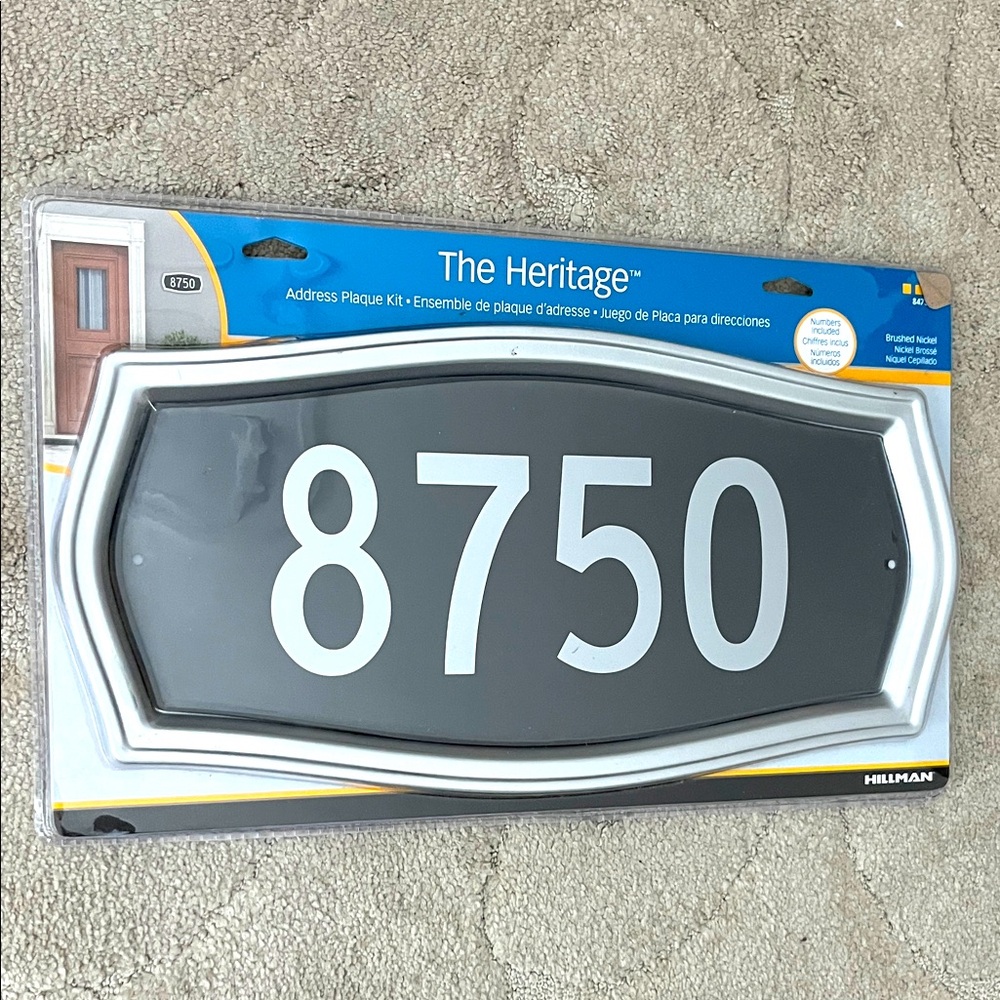 (NWT) Address Plaque with Silver Brushed Nickel Trim 17”x18-3/8” by Heritage